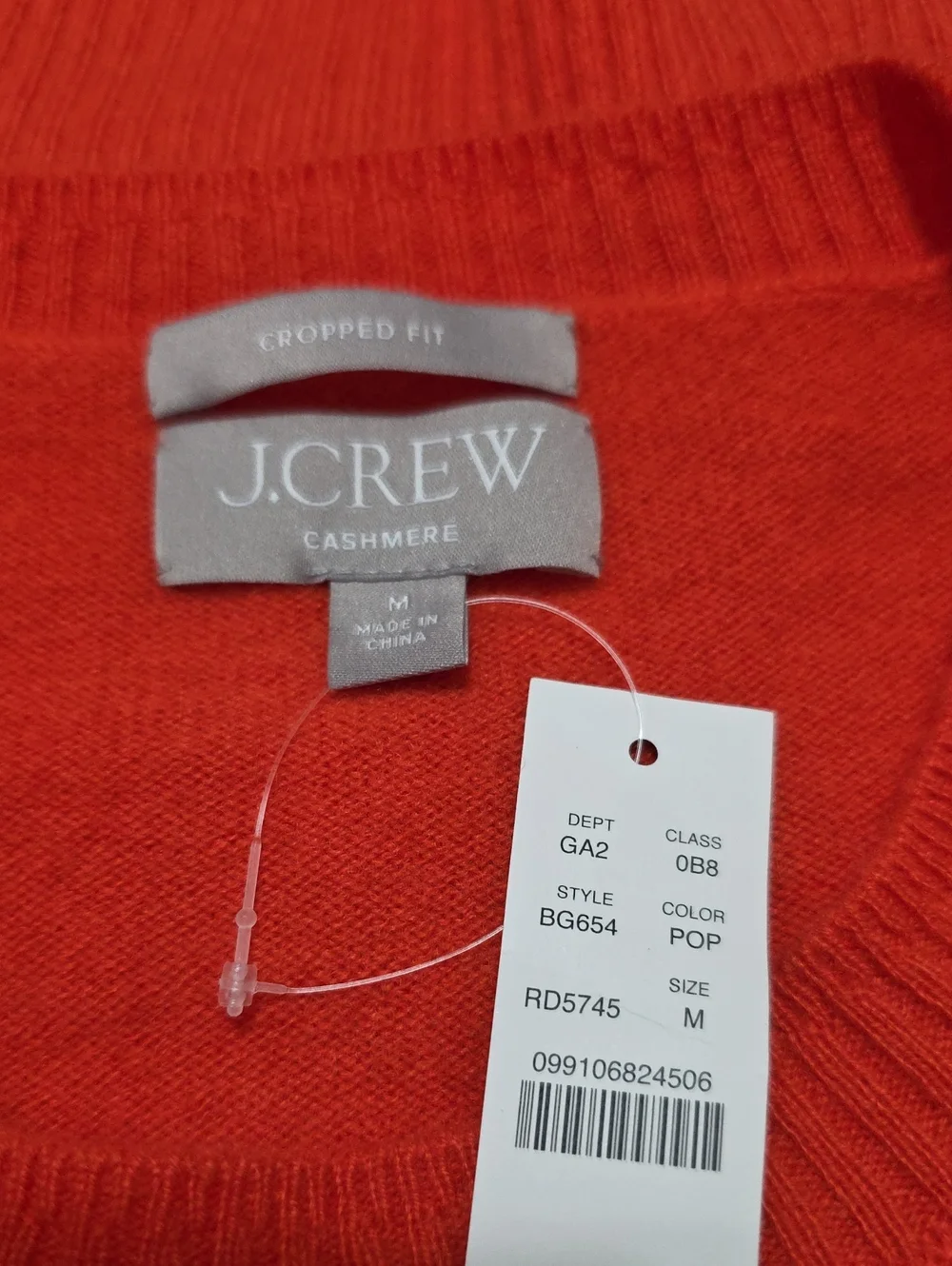 J. Crew Cashmere Shrunken Crewneck Sweater in Poppy Size Medium NWT